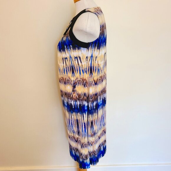 Laura Petite Sleeveless Slip on Colourful Dress with Beaded Collar - Picture 4 of 6